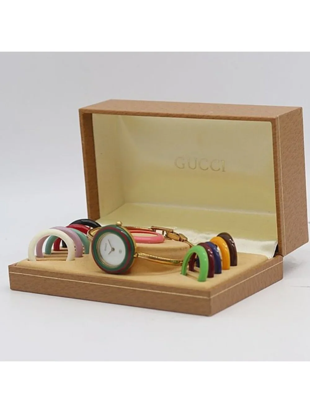 Gucci Replacement with Bezel 11 Quartz White Dial Bangle Watch